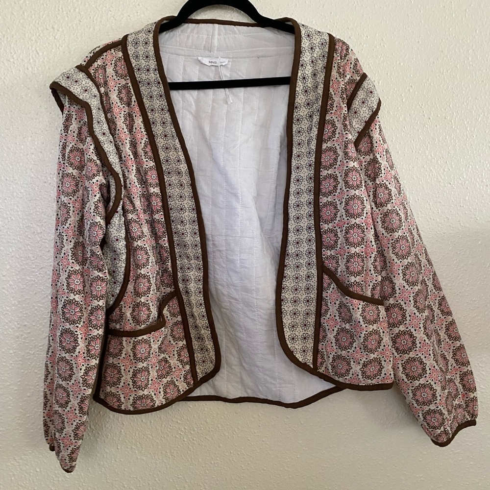 Mango White Quilted Jacket